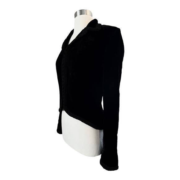 RALPH LAUREN Black Label Black Velvet Jacket Evening Lace Trim USA Union 10 EUC - Picture 5 of 11